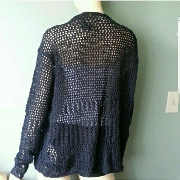 NWT Hollister Navy Open Stitched Cardigan - Picture 3 of 4